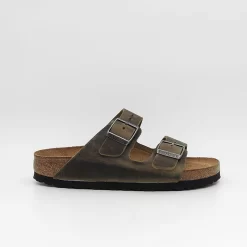 Birkenstock Sandals Arizona SFB Oily Leather Faded Kaki Women