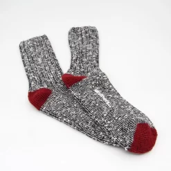 Druthers Organic Cotton Rib Slub Crew Sock - Navy & Red -Boutique de chaussures de sport de plein air Druthers Organic Cotton Rib Slub Crew Sock Navy Red 02