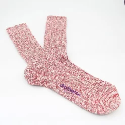 Druthers Organic Cotton Rib Slub Crew Sock - Red & White -Boutique de chaussures de sport de plein air Druthers Organic Cotton Rib Slub Crew Sock Red White 02