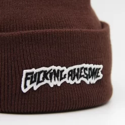 Damn It, Beanie Brown With The Little Stamp Sleeve -Boutique de chaussures de sport de plein air Fucking Awesome Little Stamp Cuff Beanie Brown 02