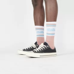 Milk Milson Socks Made In France - Rose Antico/Light Blue -Boutique de chaussures de sport de plein air Milk Milson Socks Made in France Rose Antico Light Blue 3