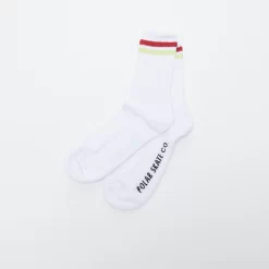 Polar Skate Co Stripe SOCKS - White / Rich Red / Chartreuse