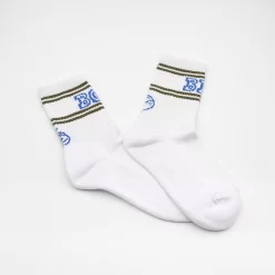 Polar Skate Co Rave Socks -Boutique de chaussures de sport de plein air Polar Skate Co Big Boy Socks White Army Blue 02