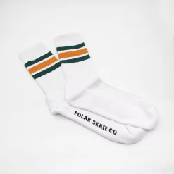 Polar Skate Co Stripe Socks White / Teal / Orange -Boutique de chaussures de sport de plein air Polar Skate Co Stripe Socks White Teal Orange 02