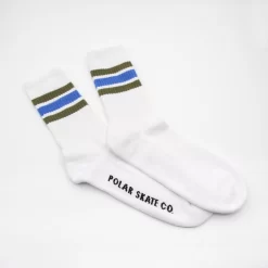 Polar Skate Co Striped Socks White / Army / Blue -Boutique de chaussures de sport de plein air Polar Skate Co Stripe Socks White army blue 02