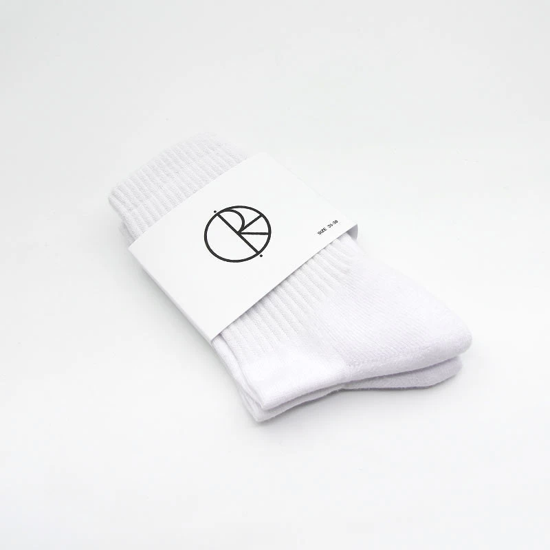 Polar Skate Co Stroke Logo Socks White 1 Polar Skate Co Stroke Logo Socks White